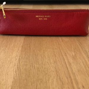 Saffiano color block Michael Kors red pencil case